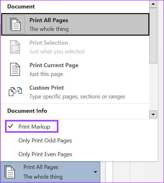 how-to-print-tracked-changes-comments-in-microsoft-word-7 كيفية طباعة التغييرات والتعليقات المتعقبة في مستندات Microsoft Word