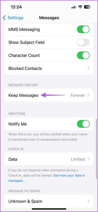 keep-messages-settings-iphone-475x1024-1 أفضل 7 إصلاحات لعدم عمل iMessage Search على iPhone