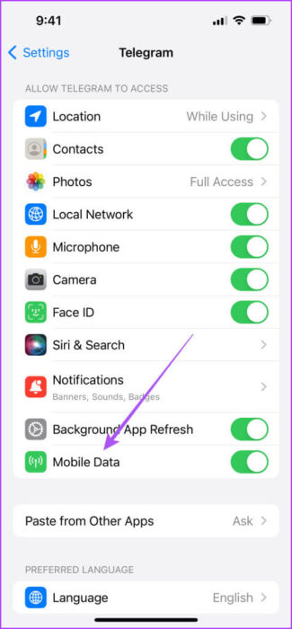 mobile-data-telegram-settings-iphone-475x1024-1-e1703424659833 أفضل 7 إصلاحات لعدم عمل Telegram على بيانات الهاتف المحمول