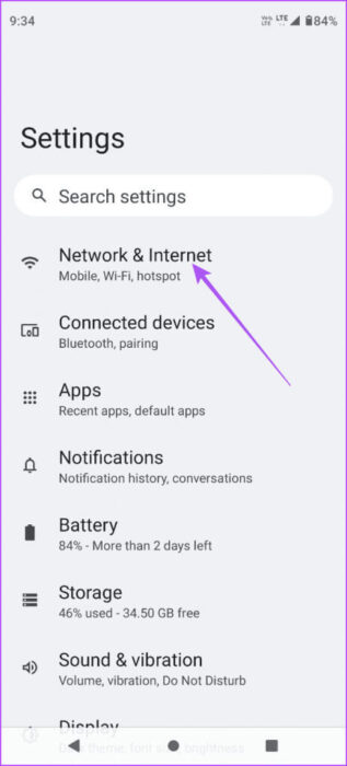 network-and-internet-settings-android-2-463x1024-1-e1703424674878 أفضل 7 إصلاحات لعدم عمل Telegram على بيانات الهاتف المحمول