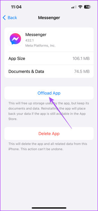 offload-app-messenger-iphone-475x1024-1 أفضل 6 إصلاحات لعدم عمل ردود الفعل في Facebook Messenger