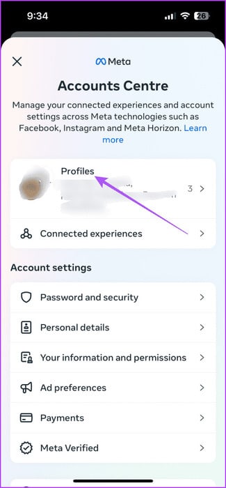 profiles-account-centre-instagram-475x1024-1 أفضل 5 إصلاحات لعدم عمل السحب للرد في رسائل Instagram