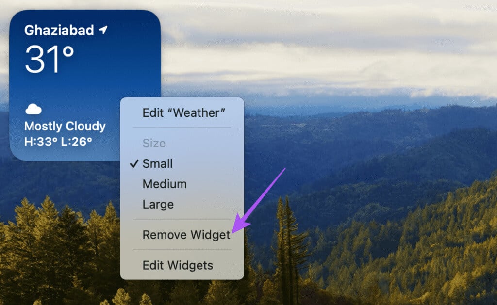 remove-weather-widget-on-mac-1024x629-1 أفضل 5 إصلاحات لعدم تحديث أداة الطقس على Mac