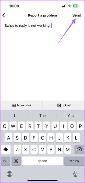 send-a-problem-instagram-475x1024-1 أفضل 5 إصلاحات لعدم عمل السحب للرد في رسائل Instagram