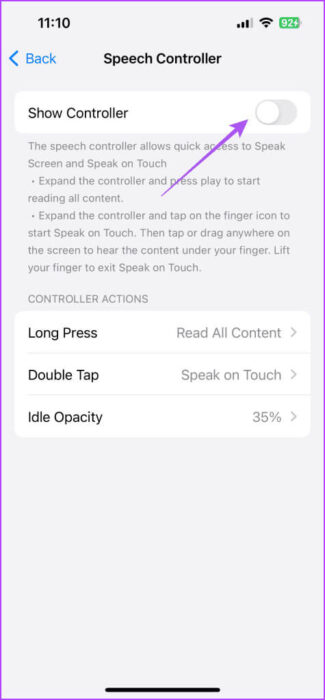 show-speech-controller-iphone-475x1024-1-e1703889675264 كيفية جعل Siri يقرأ النص على iPhone وiPad وMac