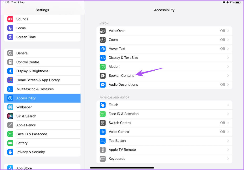 spoken-content-settings-ipad-1024x715-1 كيفية جعل Siri يقرأ النص على iPhone وiPad وMac