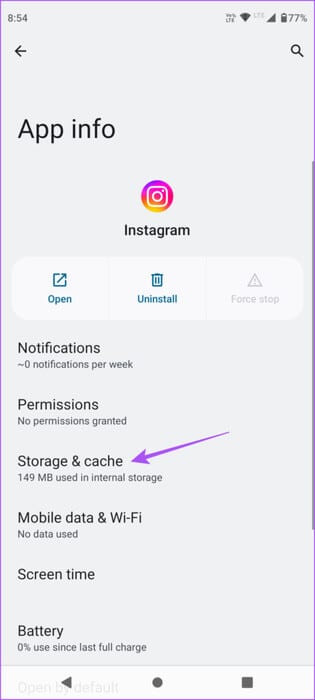 storage-and-cache-instagram-android-461x1024-1 أفضل 5 إصلاحات لعدم عمل السحب للرد في رسائل Instagram