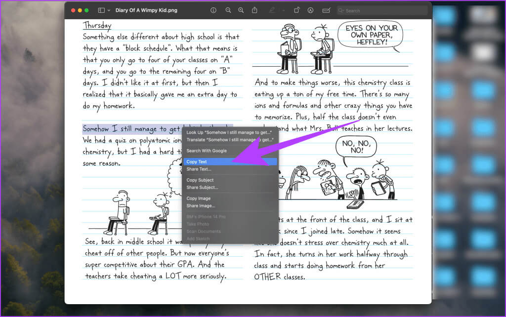 2.-right-click-on-the-highlighted-text-and-select-Copy-Text-1024x642-1 كيفية استخدام Live Text على Mac: دليل كامل
