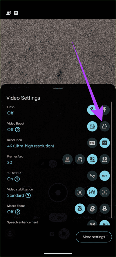 3.-Simply-tap-on-the-camcorder-icon-with-a-sparkly-star-on-top-to-enable-Video-Boost-692x1536-1 كيفية استخدام Video Boost على Pixel 8 Pro