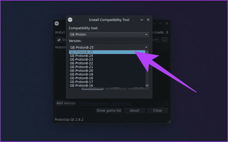 6.-You-can-also-select-the-version-below-it-768x481-1 كيفية تثبيت Proton GE على Steam Deck