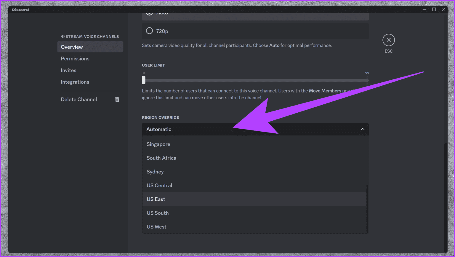 7.-click-on-the-drop-down-menu-under-Region-Override.-From-here-select-a-different-nearby-region-1536x867-1 10 طرق لإصلاح أخطاء Discord "اتصال RTC" و"No Route" على Windows