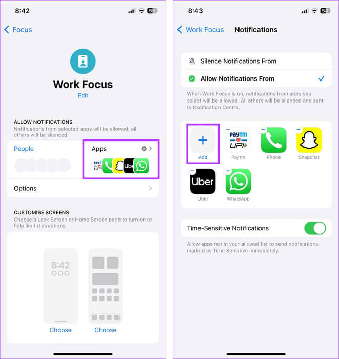 Add-apps-to-Focus-Mode ما هي الإشعارات الحساسة للوقت على iPhone