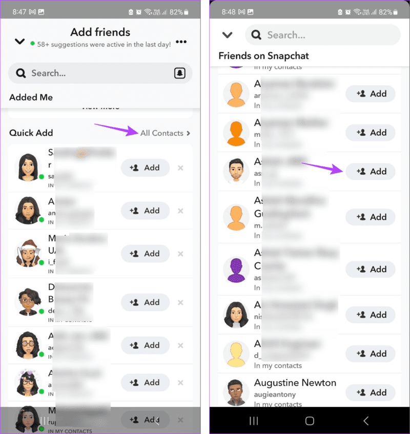 Add-friend-from-contacts كيفية رؤية الأصدقاء المحذوفين على Snapchat