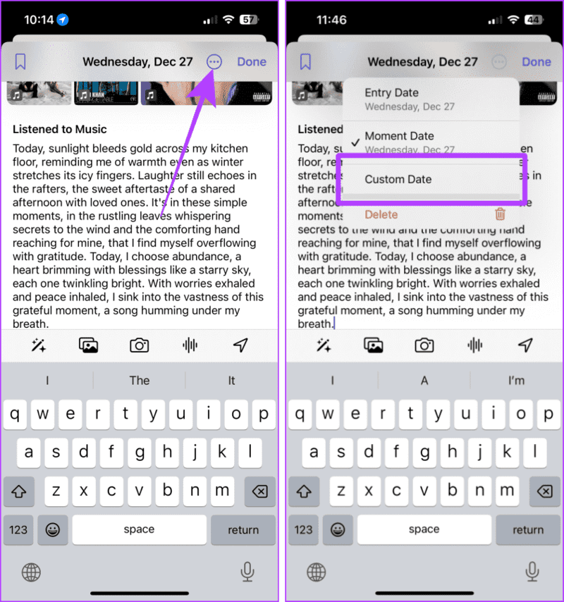 Change-Date-of-a-Journal-Entry-in-Journal-App كيفية استخدام تطبيق Journal على هاتفك iPhone