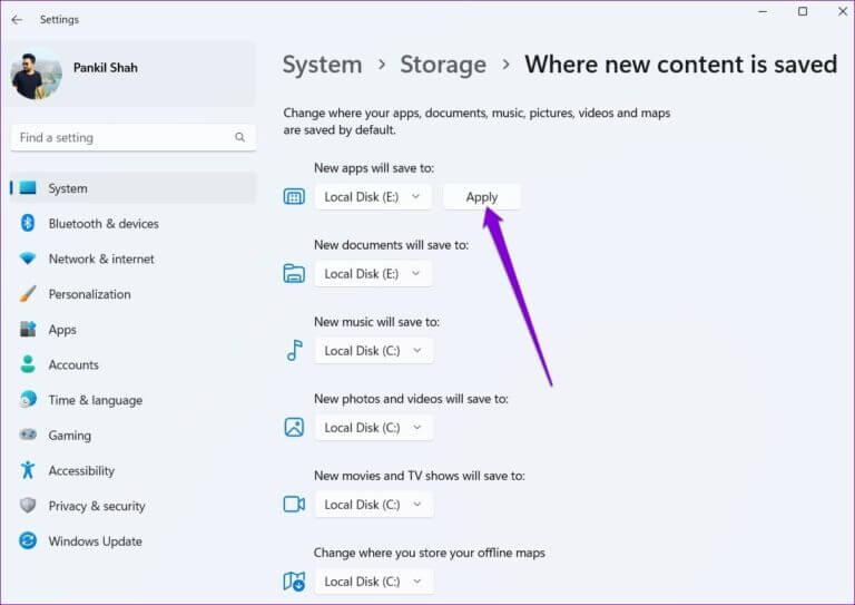 Change-Default-Download-Location-for-Microsoft-Apps-on-Windows-11-768x543-1 أفضل 5 إصلاحات لمشكلة استمرار محرك الأقراص في الامتلاء على Windows