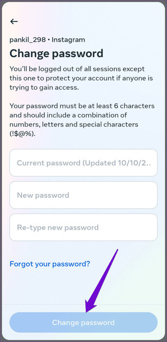 Change-Instagram-Password-500x1024-1 أفضل 6 إصلاحات للتحذير "لقد اكتشفنا سلوكًا آليًا في حسابك" على Instagram