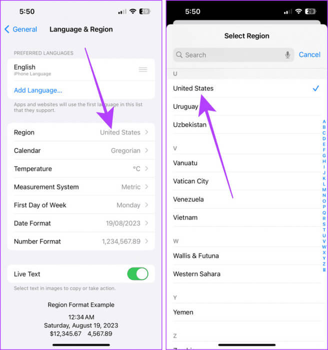 Change-Region-of-iPhone-768x820-1 كيفية استخدام البريد الصوتي (الناقل والمباشر) على iPhone