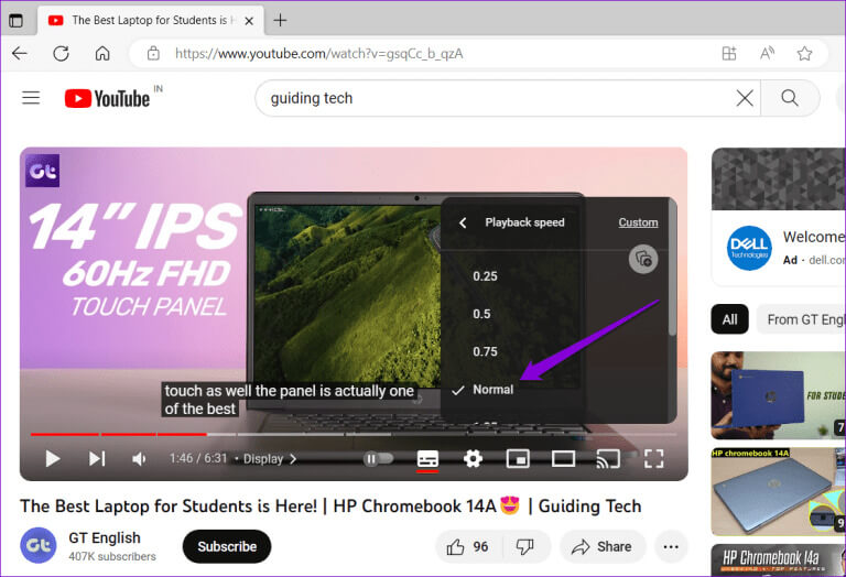 Change-YouTube-Playback-Speed-on-Desktop-768x524-1 أفضل 8 إصلاحات لعدم عمل الترجمات المغلقة على YouTube