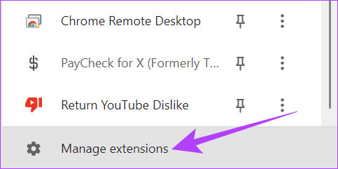 Choose-Manage-extensions 7 طرق لإصلاح عدم عمل ذكريات Facebook