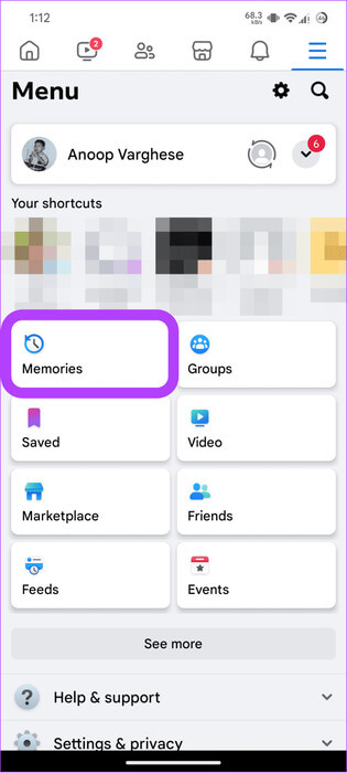 Choose-Memories-after-choosing-Hamburger-menu-692x1536-1 7 طرق لإصلاح عدم عمل ذكريات Facebook