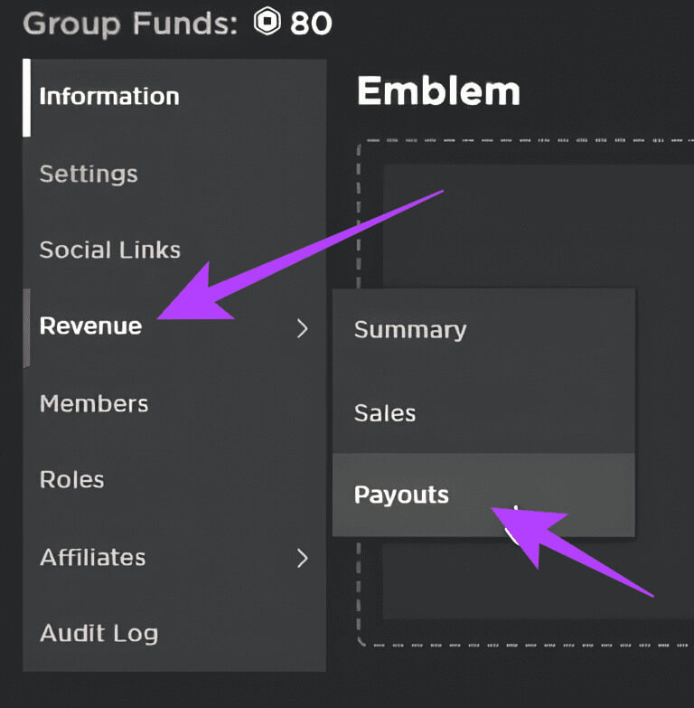 Choose-Revenue-and-then-select-Payout-768x783-1 كيفية إرسال Robux إلى حساب آخر للكمبيوتر الشخصي والهاتف المحمول