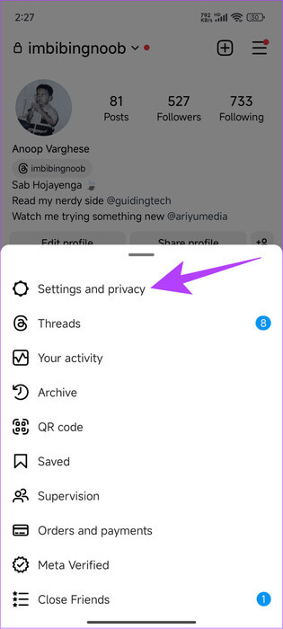Choose-Settings-and-privacy-5-692x1536-1 5 طرق لإصلاح عدم عمل ملفات GIF على Instagram