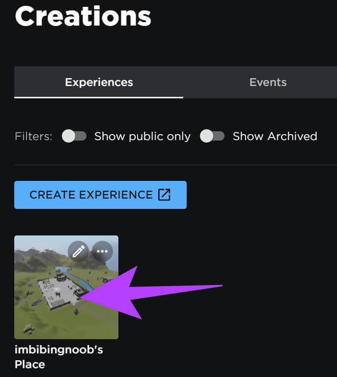 Choose-the-experince-you-want-to-create-game-pass-in كيفية إرسال Robux إلى حساب آخر للكمبيوتر الشخصي والهاتف المحمول