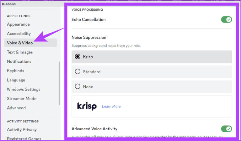 Choose-voice-and-video-then-custmoize-the-options-under-Voice-Processing-768x450-1 14 من أفضل النصائح والحيل لـ DISCORD: الدليل النهائي