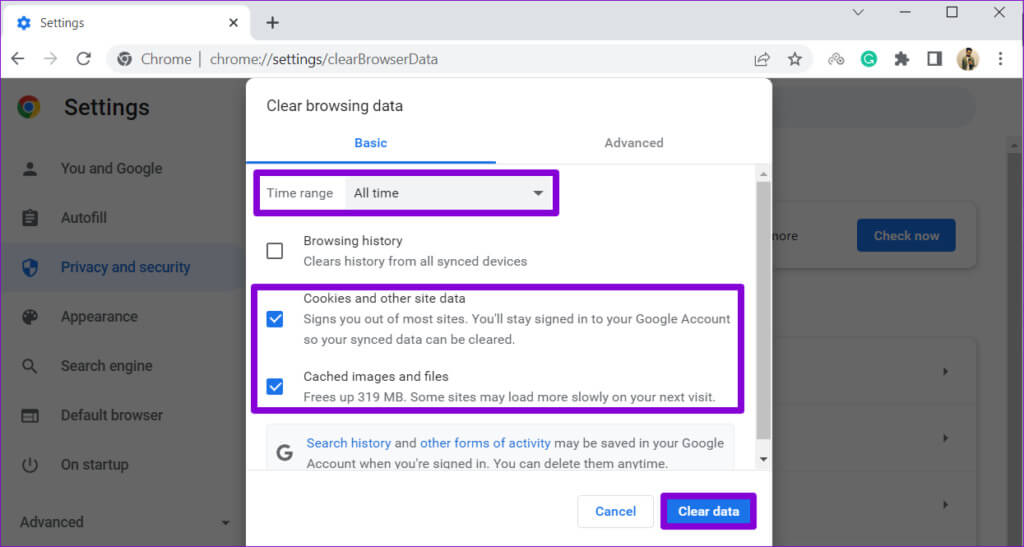 Clear-Cache-and-Cookies-in-Chrome-1-1024x547-1 أفضل 9 إصلاحات لمشكلة Twitter عالق على شاشة التحميل