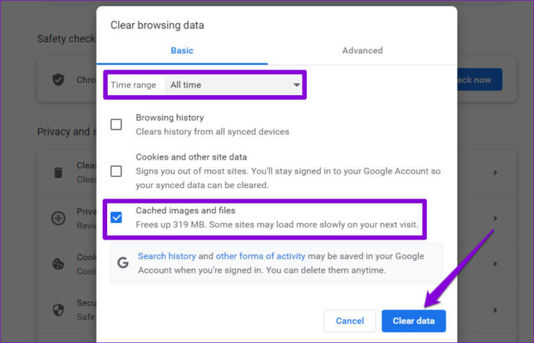 Clear-Chrome-Cache-Data-5-768x494-1 أفضل 8 إصلاحات لعدم عمل الترجمات المغلقة على YouTube