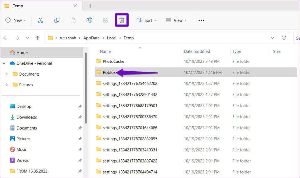 Clear-Roblox-Cache-on-Windows-1024x610-1 أفضل 8 إصلاحات لعدم إمكانية الانضمام إلى ألعاب Roblox