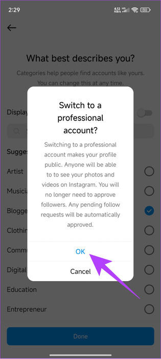 Click-Ok-to-confirm-692x1536-1 5 طرق لإصلاح عدم عمل ملفات GIF على Instagram