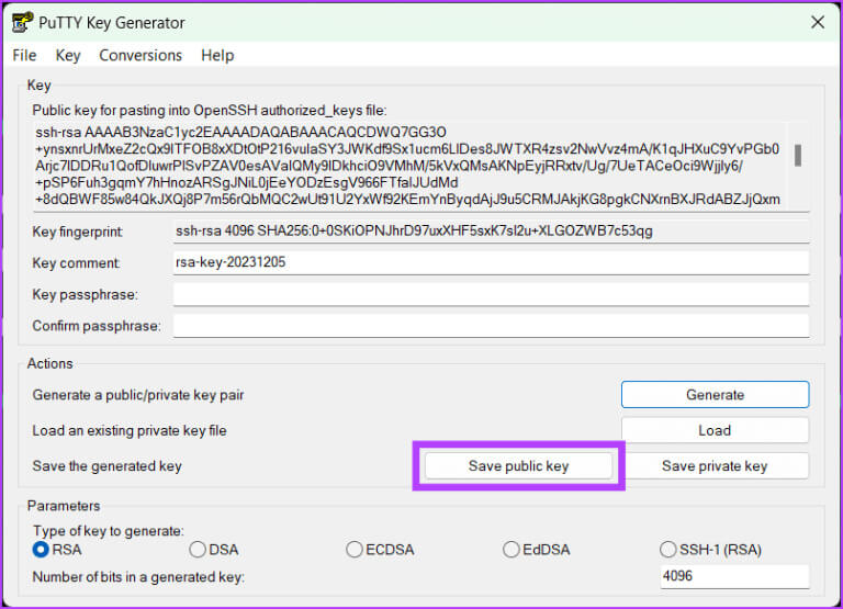 Click-the-Save-public-key-choose-a-location-to-save-the-file-and-rename-the-file-768x555-1 كيفية إنشاء مفاتيح SSH على Windows
