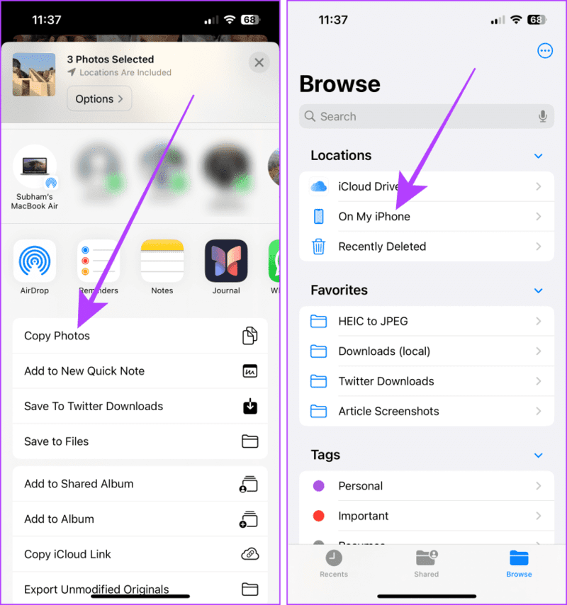 Copy-Photos-from-the-Photos-App 4 طرق لإرسال الصور كمستندات على WhatsApp باستخدام iPhone