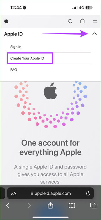 Create-New-Apple-ID كيفية تنزيل التطبيقات غير المتوفرة في منطقتك على iPhone