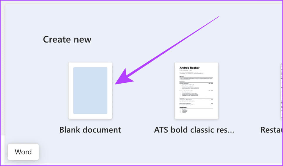 Create-New-Blank-Document-in-Word 5 طرق لنسخ المذكرات الصوتية على iPhone