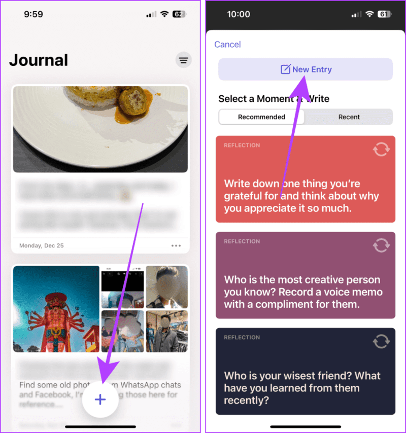 Create-a-Blank-Entry-in-Journal-app-on-iPhone كيفية استخدام تطبيق Journal على هاتفك iPhone