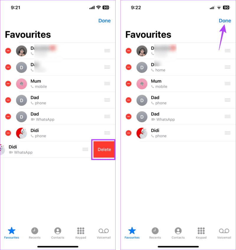 Delete-Favorite-contact-1 كيفية إضافة أو إزالة جهات الاتصال من المفضلة على iPhone