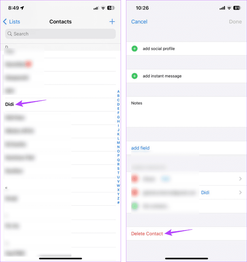 Delete-the-contact هل يمكنك إخفاء جهات الاتصال على جهازك iPhone : إليك 7 طرق رائعة