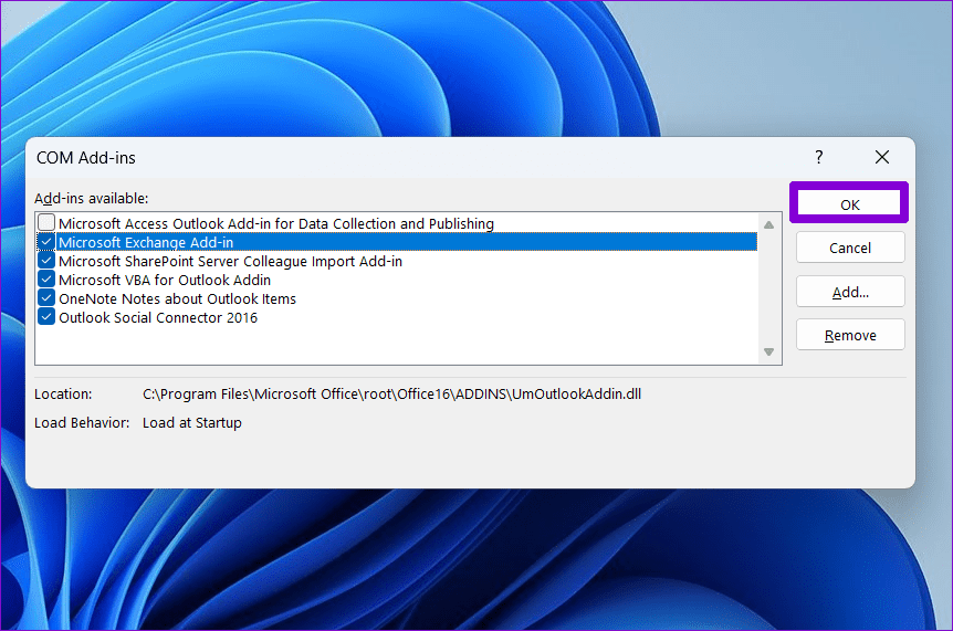 Disable-Outlook-Add-ins أهم 5 إصلاحات لفقدان قوالب البريد الإلكتروني في Microsoft Outlook