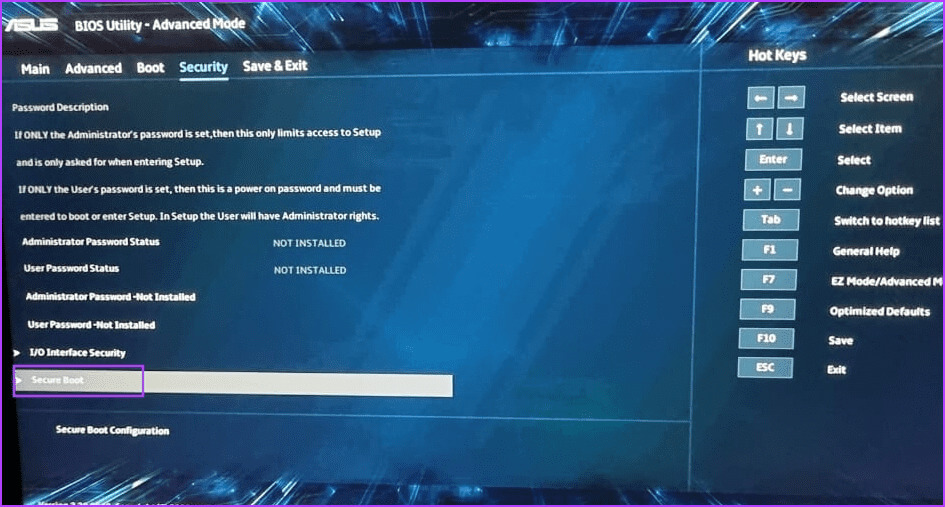 Disable-Secure-Boot-2 أفضل 7 إصلاحات لمشكلة "لم يتم العثور على برامج تشغيل الأجهزة" أثناء تثبيت Windows 10 أو 11
