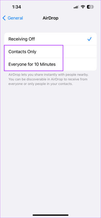 Enable-AirDrop 10 طرق لإصلاح خطأ فشل AirDrop في حفظ العنصر على iPhone