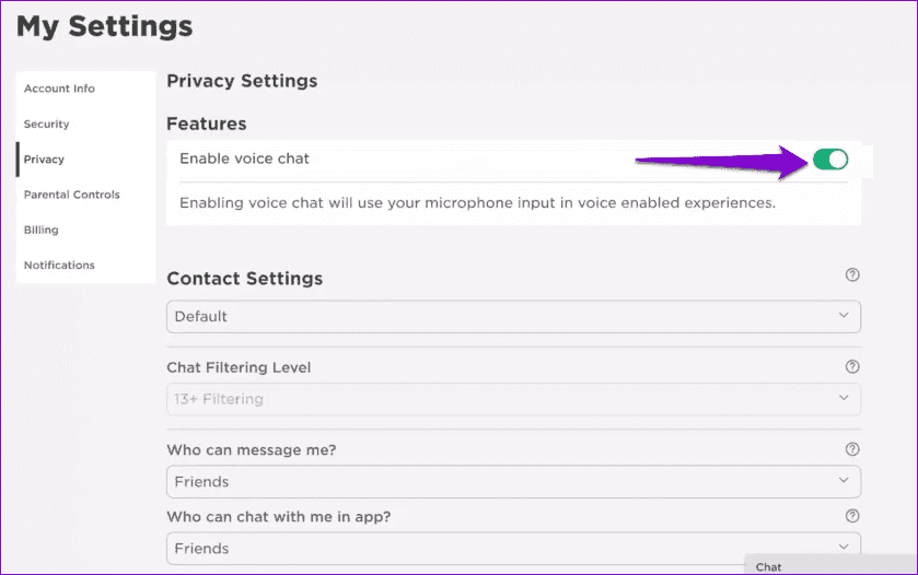 Enable-Voice-Chat-on-Roblox-1 أفضل 7 إصلاحات لعدم عمل دردشة Roblox على Windows