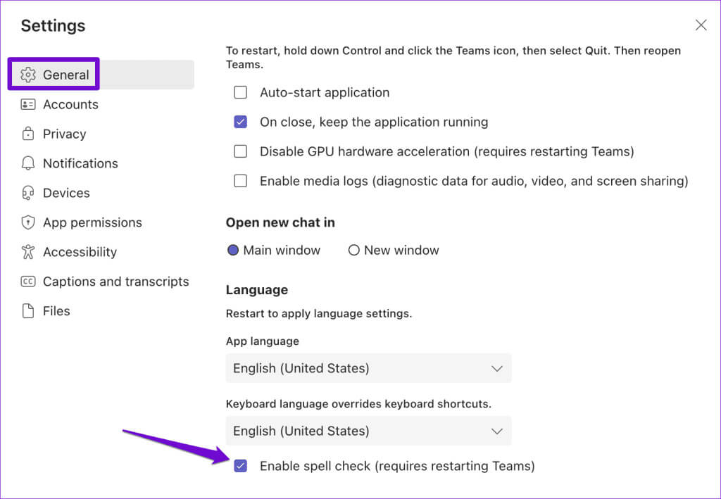 Enable-or-Disable-Spell-Check-in-Teams-1024x709-1 أفضل 7 إصلاحات لعدم عمل التدقيق الإملائي في Microsoft Teams على Windows