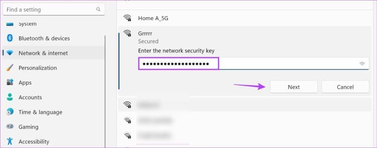 Enter-wifi-password-1-750x294-1 9 إصلاحات لخطأ "لا يمكن الاتصال بهذه الشبكة" على Windows 11