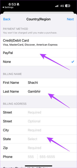 Fill-Details-For-Country-Change كيفية تنزيل التطبيقات غير المتوفرة في منطقتك على iPhone