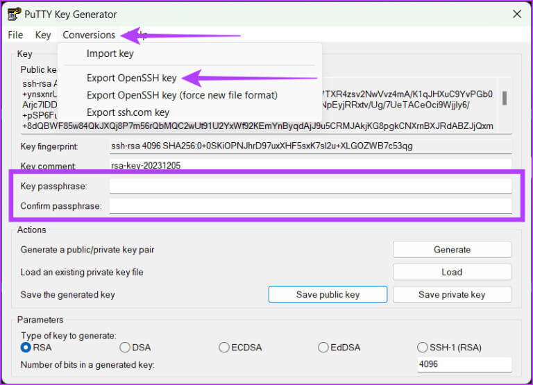 Finally-type-the-passphrase-confirm-it-and-save-private-key-768x555-1 كيفية إنشاء مفاتيح SSH على Windows