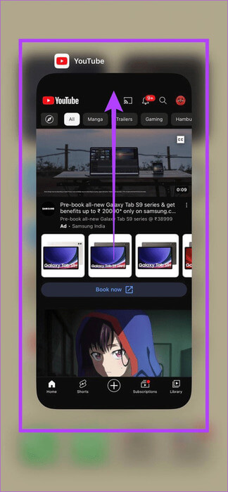 Force-Close-YouTube-on-iPhone لماذا تكون شاشة YouTube الرئيسية فارغة وكيفية إصلاحها