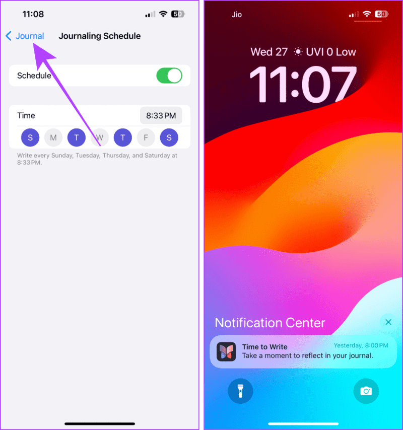 Go-Back-to-Settings كيفية استخدام تطبيق Journal على هاتفك iPhone