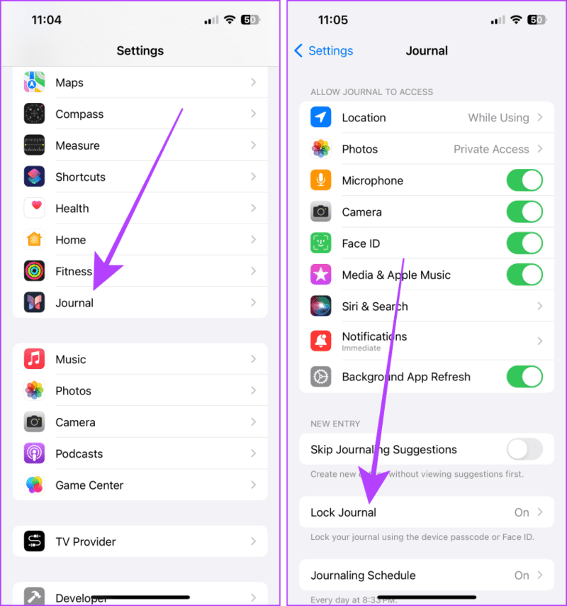 Journal-App-Settings-iPhone كيفية استخدام تطبيق Journal على هاتفك iPhone